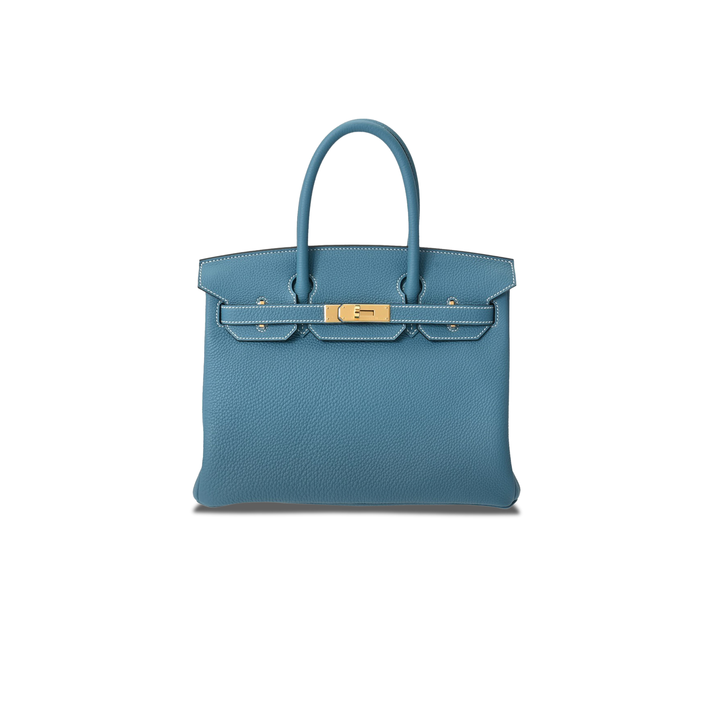 H**mes birkin 30 denim blue gold buckle bag 619577 (30*20*13cm)